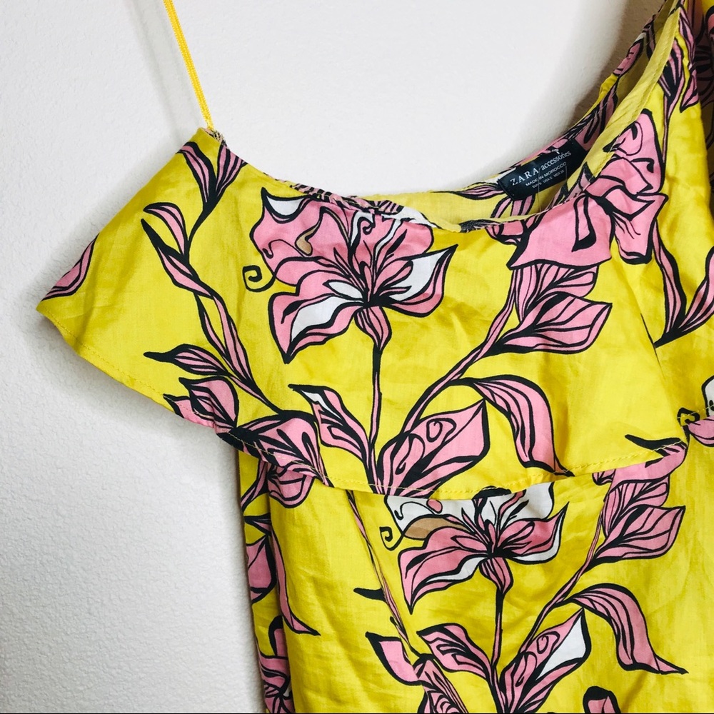 Zara Yellow Floral One Shoulder Ruffle Bodysuit - Picture 7 of 12